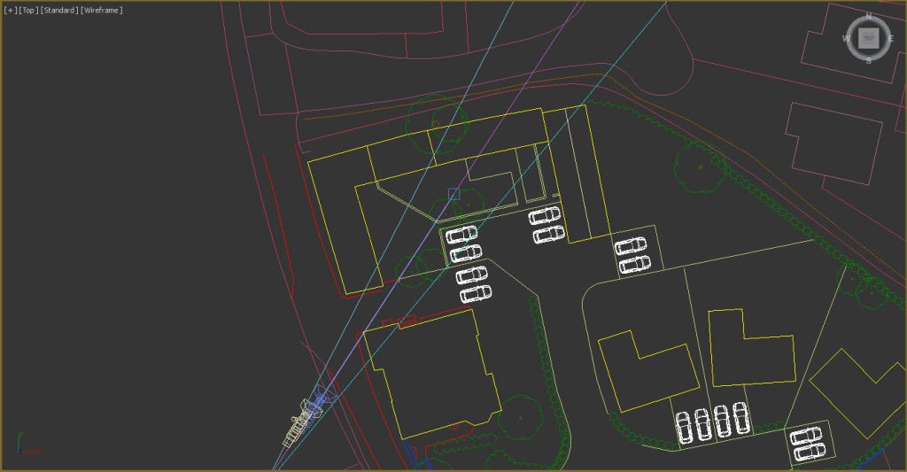 Two cameras compared in plan in 3ds Max