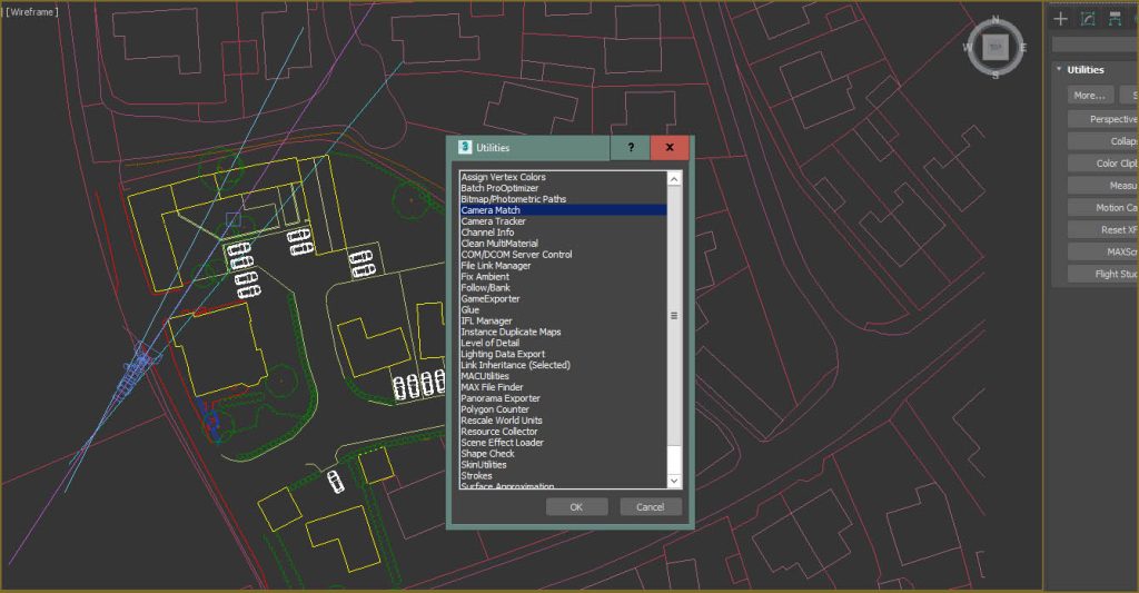 How to find the camera match utility in 3ds Max