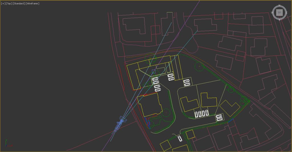 Lines converging in plan in 3ds Max