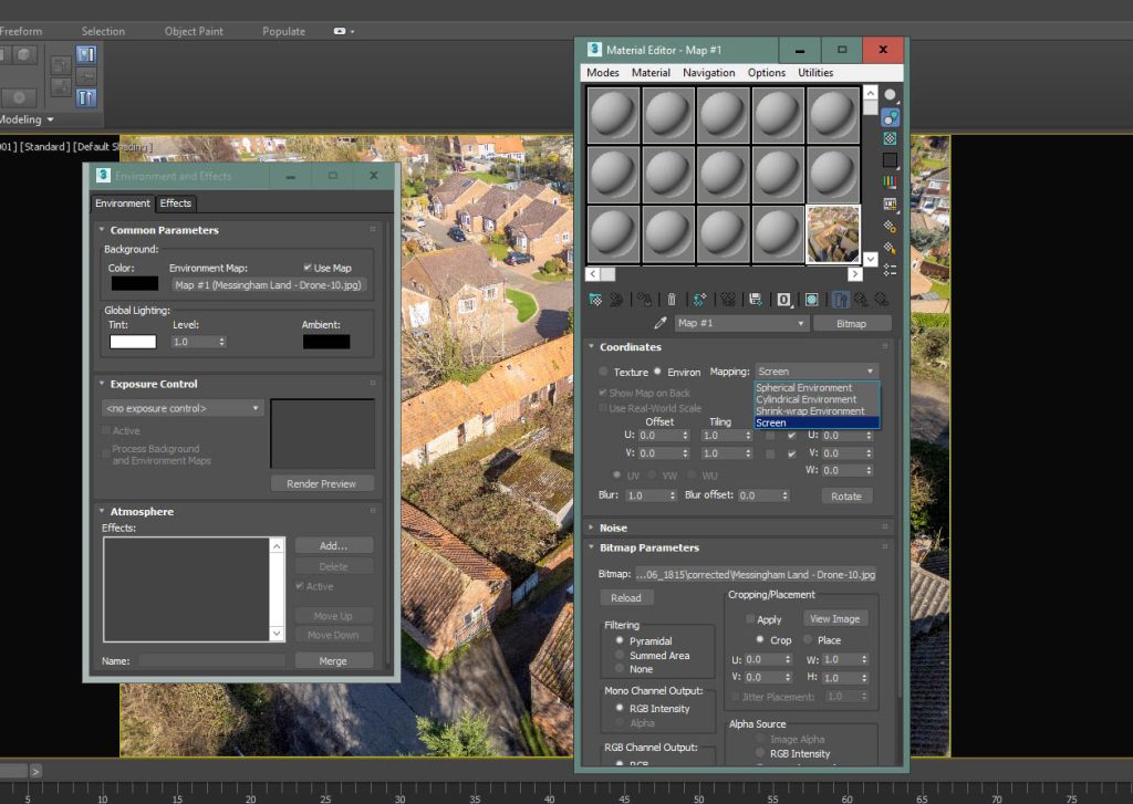 set environment mapping to screen coordinates in 3ds Max